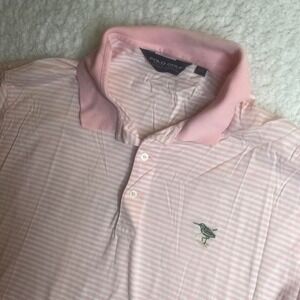 Vintage polo golf THE CREEK CLUB men's pink striped short sleeve polo‎